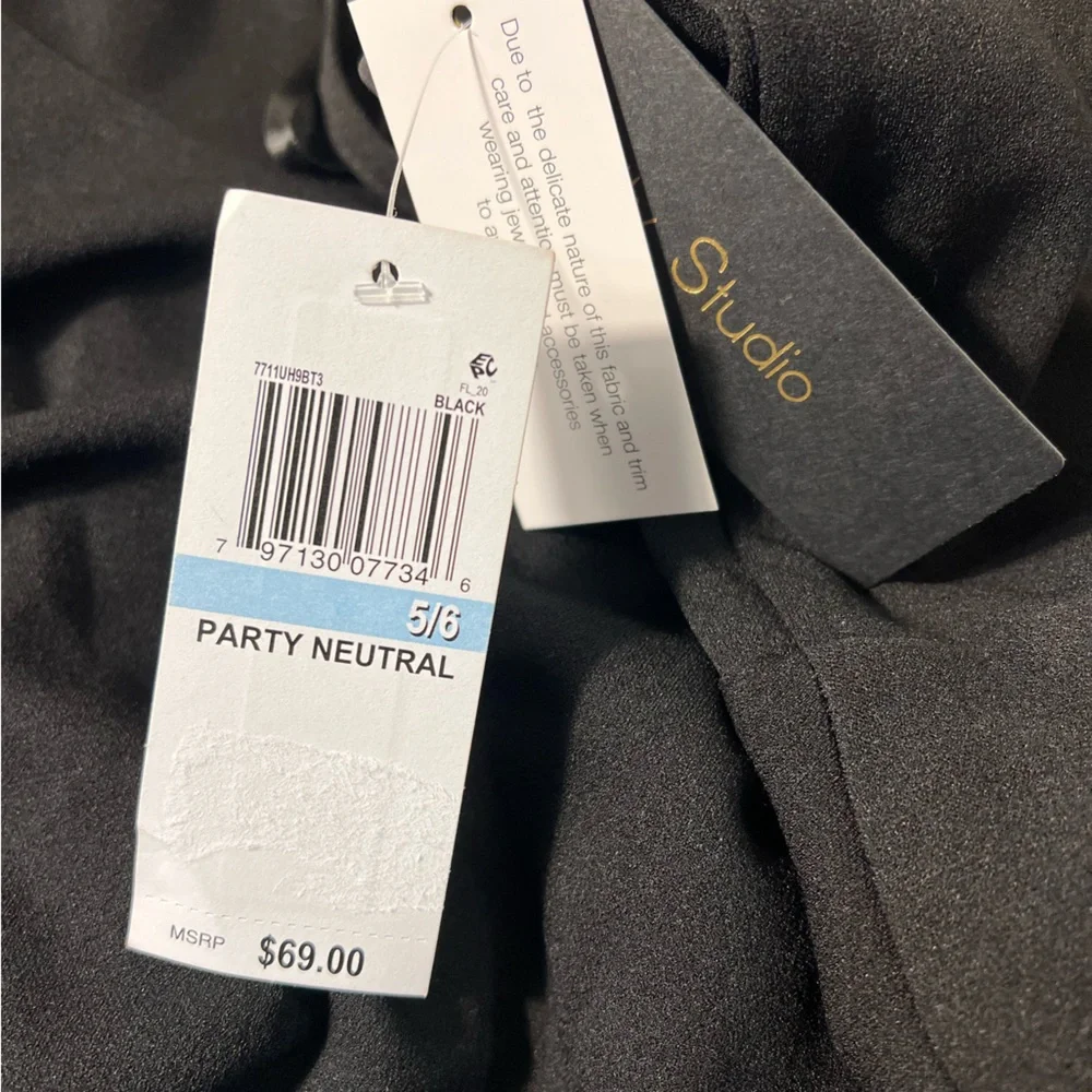 City Studio Black Mini Dress with Silver Bow Accents - Picture 7 of 12